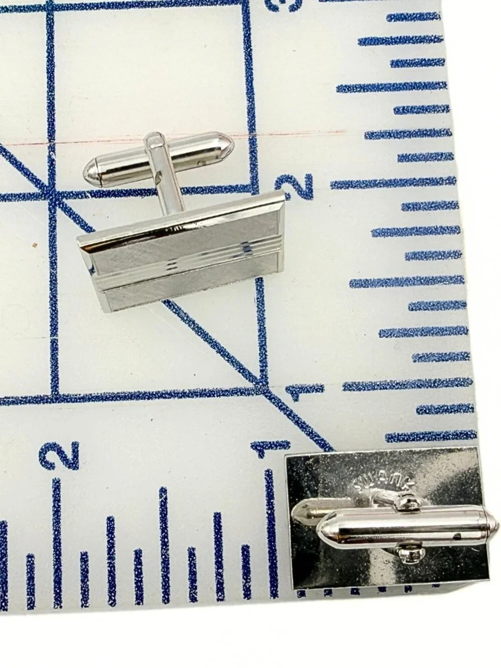 Swank Signed MCM Rectangular Etched Florentine Finish Silver Plated Cufflinks